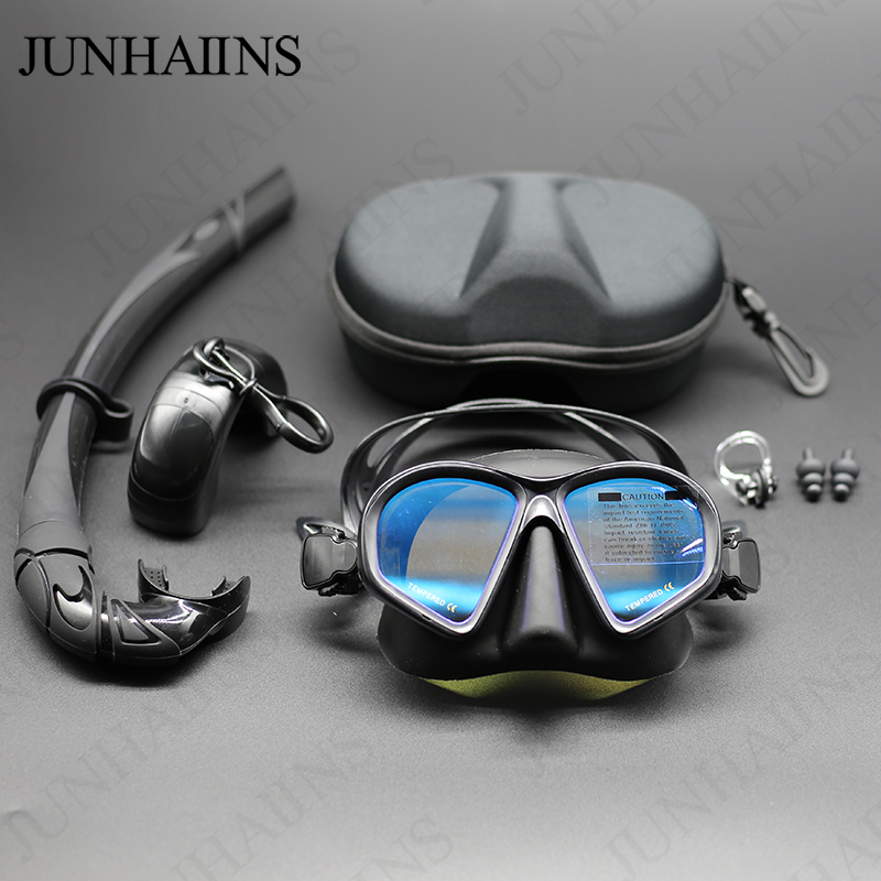 Freediving Mask Set - Wet Low Capacity Tempered Glass Free