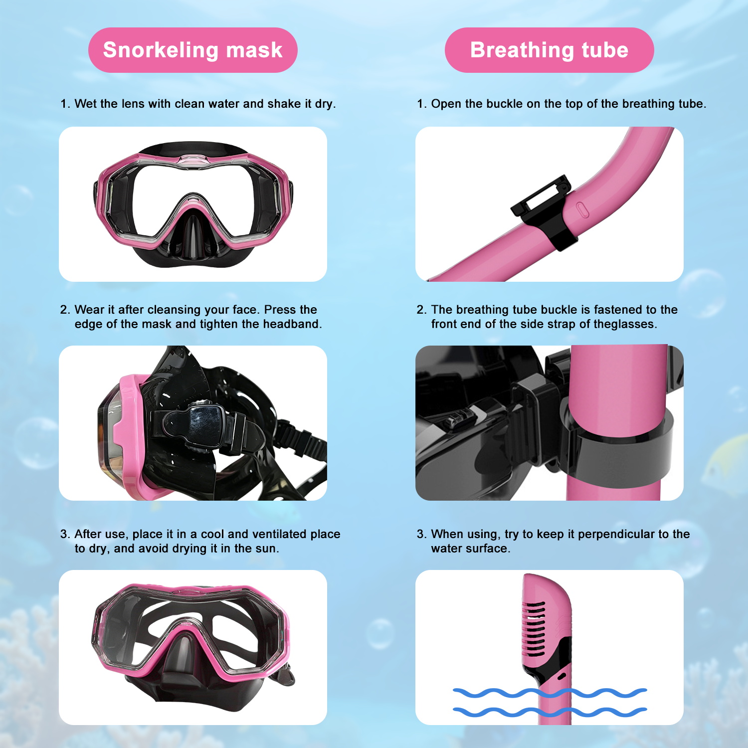 Snorkeling Mask Sets, Goggles  - огляд і ціна Freediving Mask Set